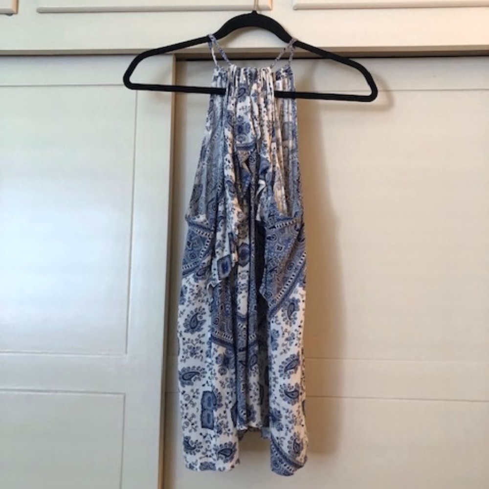 EUC New York & Company top, blue and white, sz. XL